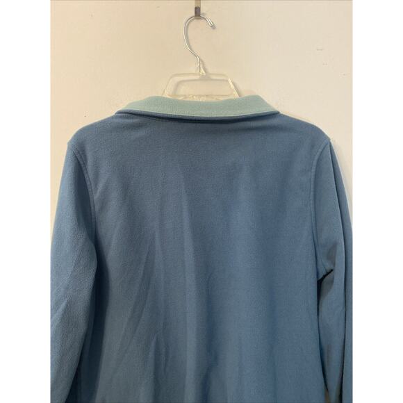 LL Bean Womens Large Blue Green Full Zip Fleece Warm Casual Jacket Pockets - Picture 7 of 8